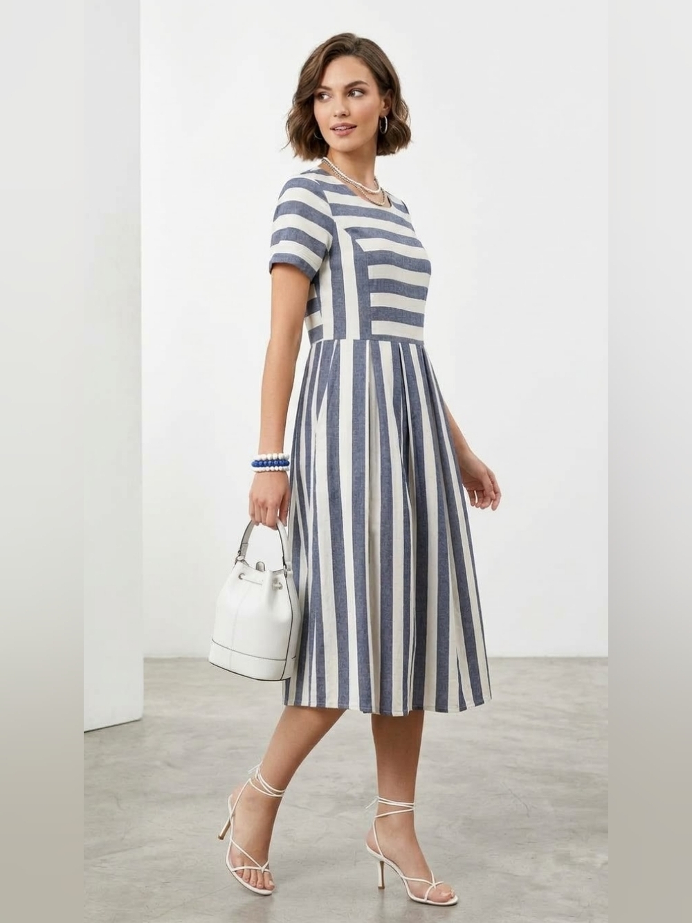 Orange Creek Striped Cotton Midi Dress Size Small